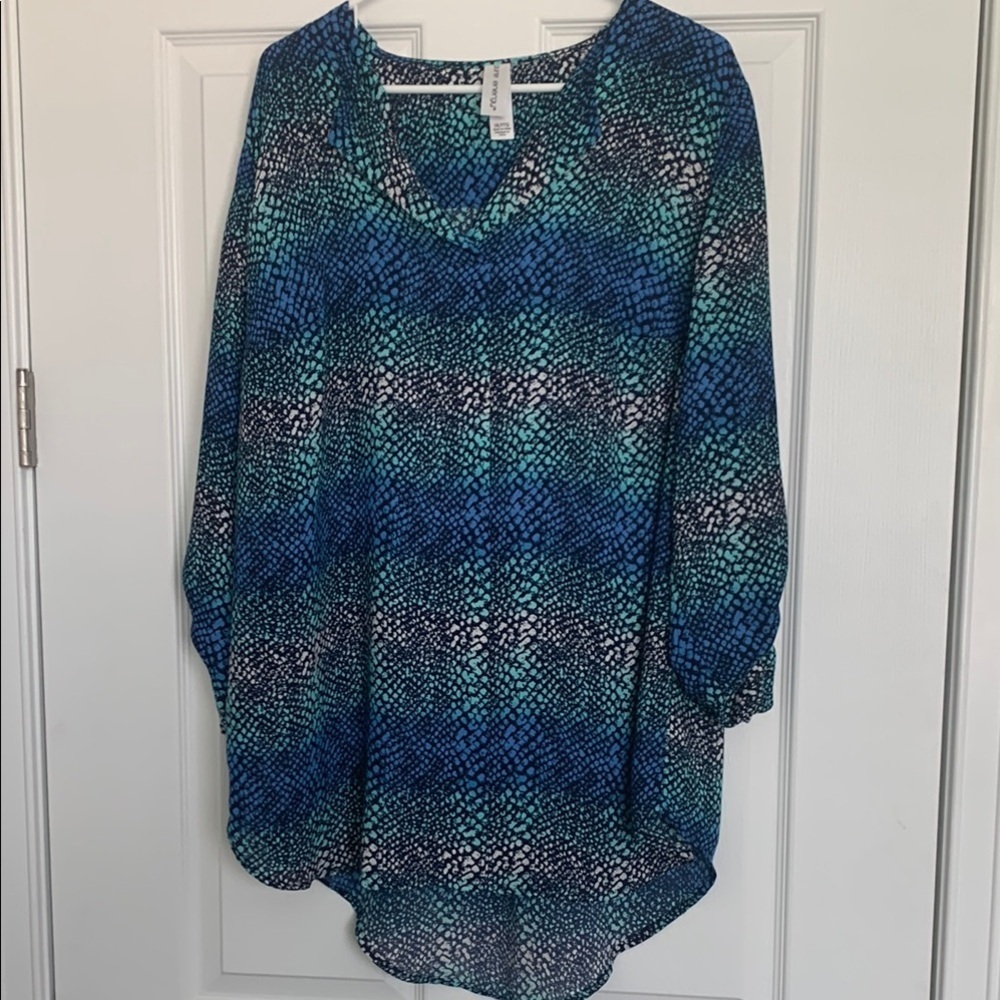 Pure Energy Blue Patterned Women's Top